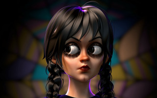 Cartoon girl big eyes creepy - a cartoon girl free wallpaper