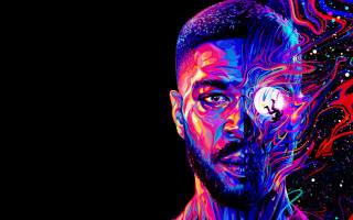 Strange faced man psychedelic fire - a strange face free wallpaper