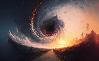 Fire water vortex path sky - analytical art free wallpaper