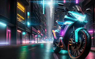 Futuristic motorcycle neon city night - a futuristic motorcycle free wallpaper