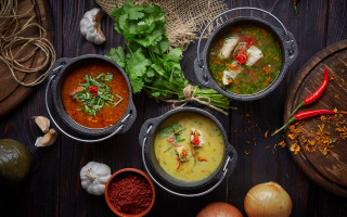 Table soup vegetables garlic peppers - neofauvism free wallpaper