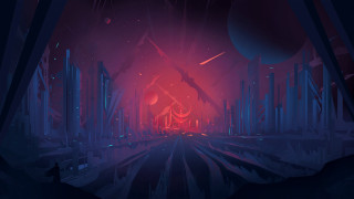 Futuristic city red light tunnel - anton fadeev free wallpaper