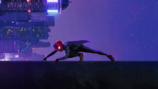 Spider suit nyc night neon - leaning free wallpaper