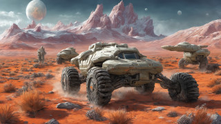 Desert mountains moon vehicles battle - star citizen halo free wallpaper