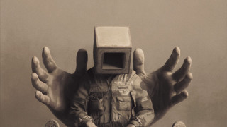 Man cube head hands reaching - ai weiwei free wallpaper