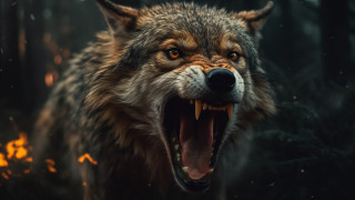 Wolf open mouth furry digital - ultra realistic digital art free wallpaper