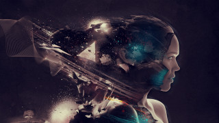 Futuristic astronaut starry background cyberpunk - analytical art free wallpaper