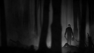 Creepy man forest night silhouette - concept art free wallpaper