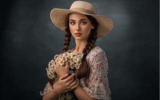 Anna braid hat flower portrait - anna hotchkis free wallpaper