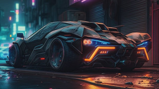 Futuristic car neon city night 2 - neon free wallpaper