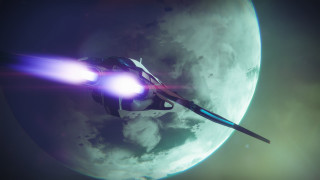 Sci fi flying full moon - a sci free wallpaper
