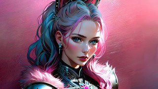 Pink haired woman black outfit - a pink hair free wallpaper