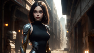 Futuristic woman cyberpunk armor city - cedric peyravernay free wallpaper