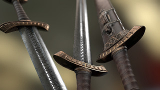 Swords skull shaded 3d render - two sword free wallpaper