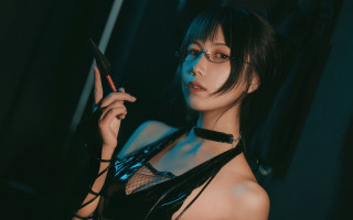Ayako rokkaku cosplay serious black - cosplay free wallpaper