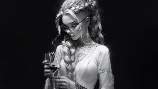 Woman braid wine gothic portrait - a glass of wine free wallpaper