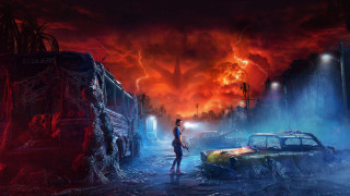 Woman street car fire lightning - a car in a city free wallpaper