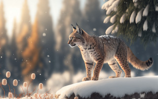 Cat rock snow pine night - a rock in the snow free wallpaper