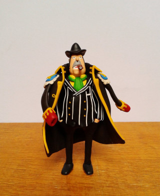 Toy figure menacing old man - a wooden table free wallpaper