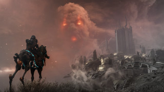 Man horse city firework dusk - huge free wallpaper