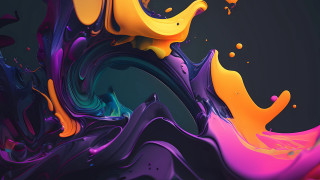 Colorful liquid painting black background 2 - swirl free wallpaper