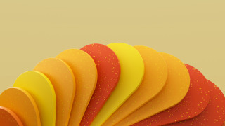 Paper fan yellow background red - c4d free wallpaper