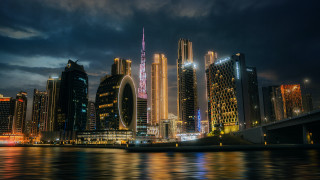 City skyline bridge river night 61 - the water and buildings free wallpaper