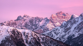 Snowy mountain range pink sky 2 - romanesque free wallpaper