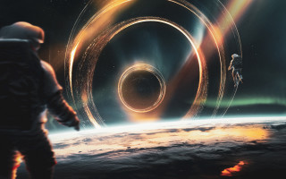 Man space station spiral light - christopher balaskas free wallpaper