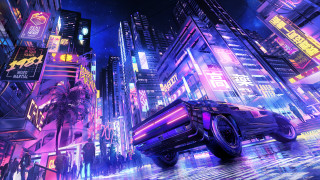 Futuristic city neon lights cyberpunk - cyberpunk art free wallpaper