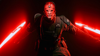 Red mask armor lightsaber energysword - his hands out free wallpaper