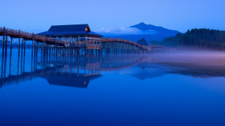 Dusk dock house mountain fog - dusk free wallpaper