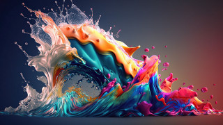 Colorful liquid splash fire water - analytical art free wallpaper