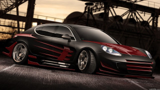 Black red car parking lot 3 - sunset free wallpaper