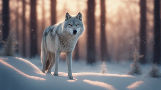 Wolf snowy forest night 3d - caspar wolf free wallpaper