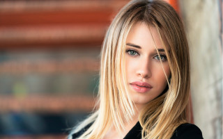 Blonde woman black shirt bookcase - barbizon school free wallpaper