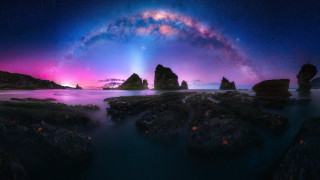 Colorful sky stars galaxy landscape - a colorful sky free wallpaper