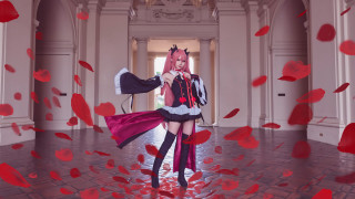 Cosplay woman rose petals autumn - cosplay free wallpaper