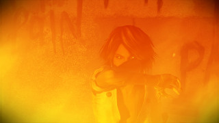 Woman gun yellow room graffiti - graffiti free wallpaper