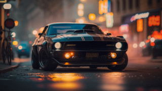 Car night city bokeh motor - a city street in the background free wallpaper