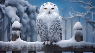 Snowy owl fence moon winter - winter free wallpaper