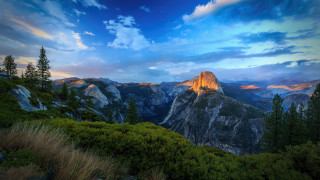 Mountain range sunset clouds trees 10 - beautiful landscape free wallpaper for desktop