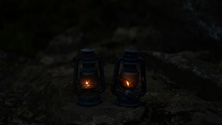 Lanterns rock candle dark neo - octane renderer free wallpaper
