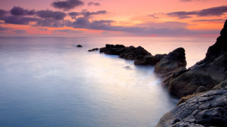 Sunset ocean rocks pink sky 3 - rock free wallpaper