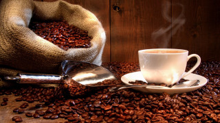 Coffee cup beans sack photorealistic - a cup of coffee free wallpaper for desktop