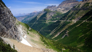 Mountain valley road lake forest - a mountain in the distance free wallpaper