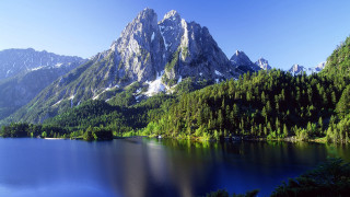 Mountain lake forest blue sky 6 - a lake free wallpaper