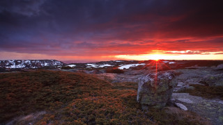 Sunset mountain rock grass landscape - alen divi free wallpaper