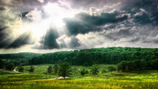Field road trees cloudy sky 2 - the cloud above free wallpaper