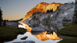 Mountain lake trees sunset reflection 2 - ansel adams free wallpaper